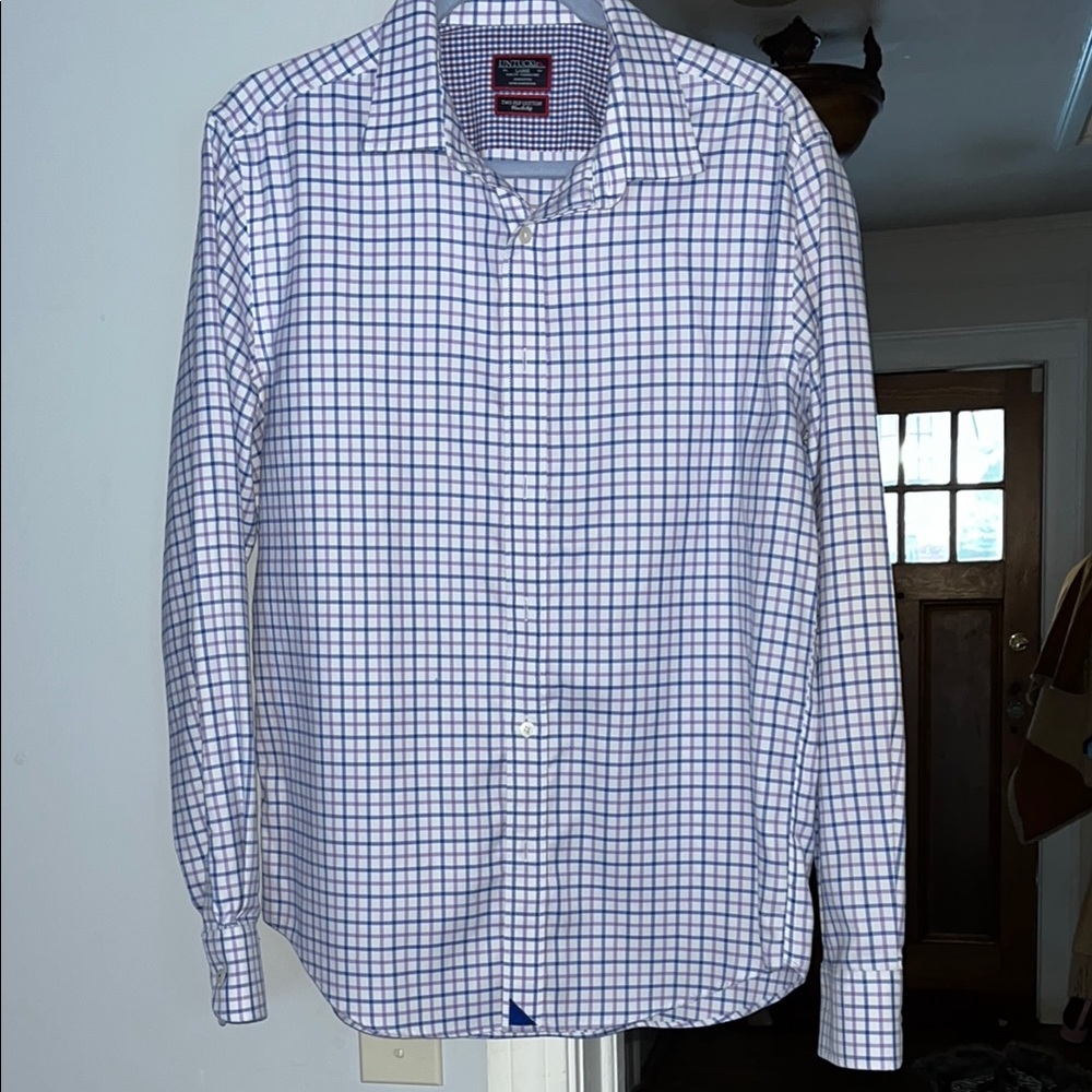 UNTUCKit Men's Checkered Shirt - Blue and White